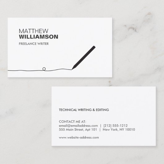 作家・ライター用鉛筆ビジネスカード 名刺 (正面/裏面)