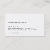 作家・ライター用鉛筆ビジネスカード 名刺 (裏面)