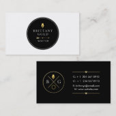 作家、作家の名刺-シックな金ゴールドおよび黒 名刺 (正面/裏面)