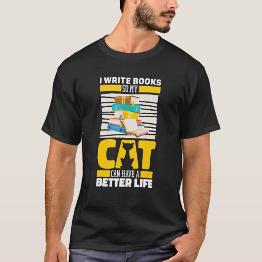 作家 猫 本 詩 詩人 小説家 Tシャツ (正面)