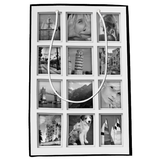 作成あなたの自身の写真のコラージュのギフトバッグ ミディアムペーパーバッグ (正面)