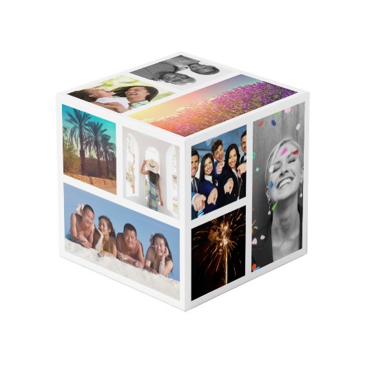 作成あなたの自身の写真のコラージュの記憶写真の立方体 フォトキューブ (正面アングル)