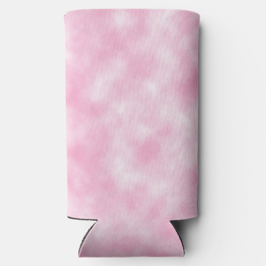 作成されたピンクとホワイトクラウドの抽象芸術パターン スリム缶クーラー (裏面)