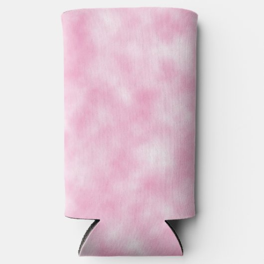 作成されたピンクとホワイトクラウドの抽象芸術パターン スリム缶クーラー (正面)