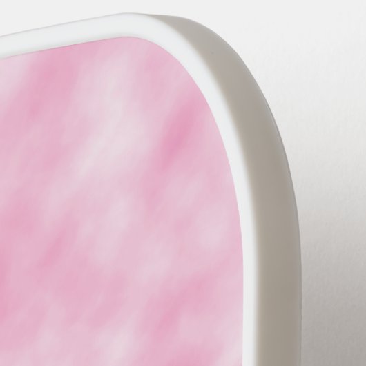 作成されたピンククラウド抽象芸術アートパターン ピックルボールラケット (左詳細)