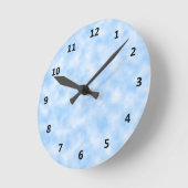 作成された青と白の雲のデザイン ラウンド壁時計 (傾斜)