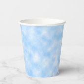 作成された青と白の雲の抽象芸術パターン 紙コップ (裏面)