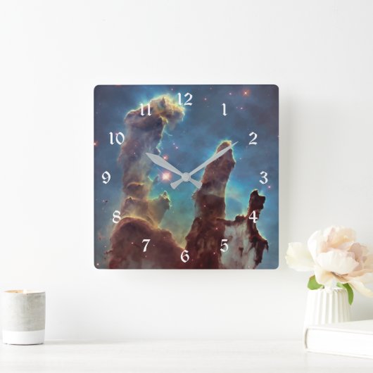 作成のNASAのハッブルの望遠鏡の写真の柱 スクエア壁時計 (ホーム)