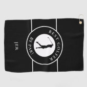 作成カスタムおもしろいゴルフ好きゴルファーモダンブラック ゴルフタオル (横)