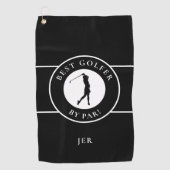 作成カスタムおもしろいゴルフ好きゴルファーモダンブラック ゴルフタオル (正面)