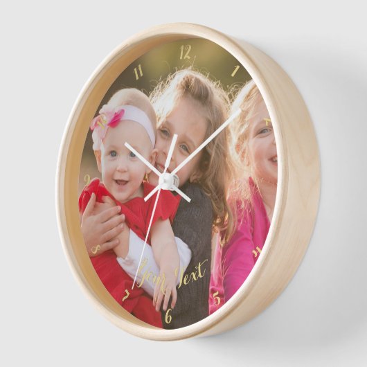 作成カスタムパーソナライズされた家族フォト文字木材 壁時計 (傾斜)
