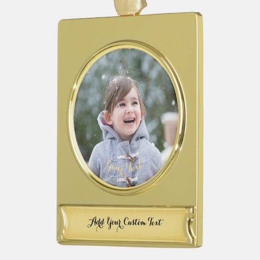 作成カスタムフォト文字記念クリスマスデコール ゴールドプレートバナーオーナメント (左)