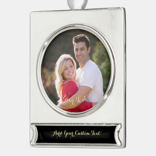 作成カスタムフォト文字記念クリスマスデコール シルバープレートバナーオーナメント (左)