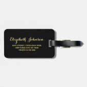 作成カスタムブラック金ゴールド旅行荷物バッグラベル ラゲッジタグ (裏面横)