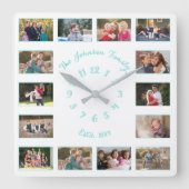 作成カスタムホワイトティール(緑がかった色)ベビー スクエア壁時計 (正面)