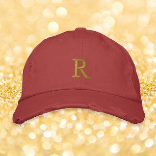 作成カスタムモノグラムメンズレディース赤動揺して 刺繍入りキャップ