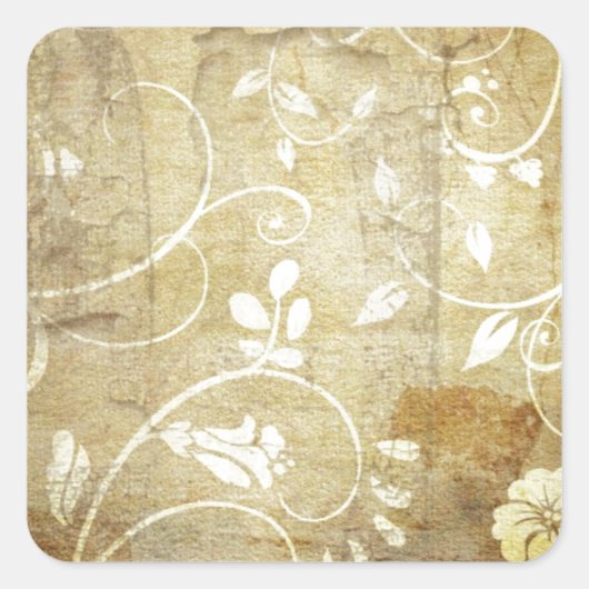 作成カスタムヴィンテージ紙花テンプレート スクエアシール (正面)
