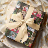 作成カスタム6フォトコラージュ赤金ゴールドクリスマス ラッピングペーパー