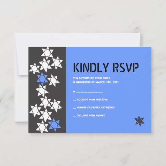 作成バーバルミツワー招待状返信カード 招待状 (正面)