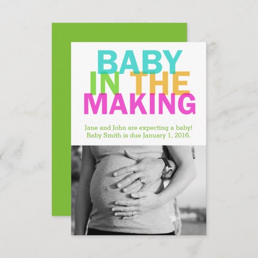 作成妊娠の発表のベビー 案内状 (正面/裏面)