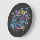 作成：描写.繰り返す。アクリル壁時計 ラージ壁時計 (傾斜)