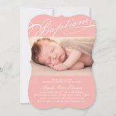 作成 Baptism ロザリー 十字架 ピンク 写真 宗教的 招待状 (正面)