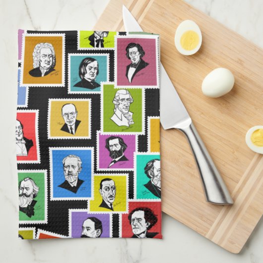 作曲家のポートレートによるパタもっとも偉大ーン キッチンタオル (四つ折り)