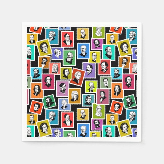 作曲家のポートレートによるパタもっとも偉大ーン スタンダードカクテルナプキン (正面)