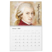 作曲家のポートレート水彩画スタイル カレンダー (1月 2027)