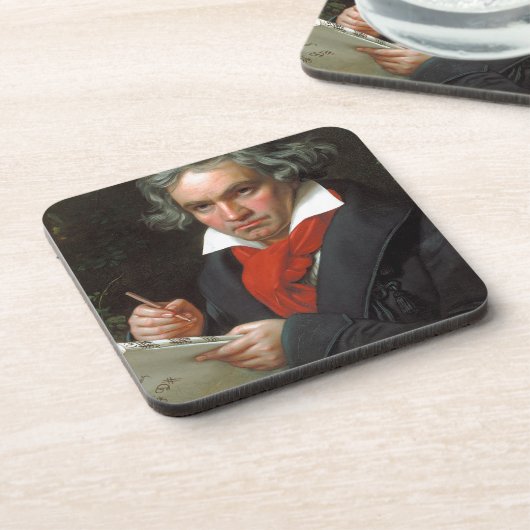 作曲家のルートビッヒフォンBeethoven、ヴィンテージのポートレート コースター (左側)