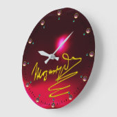 作曲家の赤のモーツァルトの金ゴールドの署名への尊敬 ラージ壁時計 (傾斜)