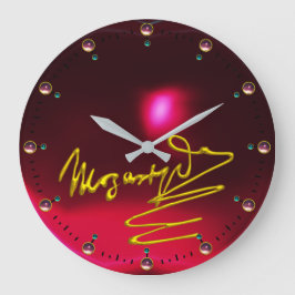作曲家の赤のモーツァルトの金ゴールドの署名への尊敬 ラージ壁時計