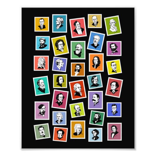 作曲家の32のグラフィック素晴らしポートレート フォトプリント (正面)