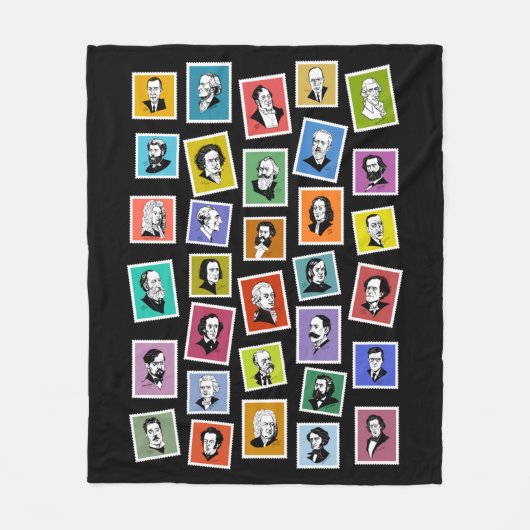 作曲家の32のグラフィック素晴らしポートレート フリースブランケット (正面)