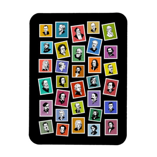 作曲家の32のグラフィック素晴らしポートレート マグネット (縦)