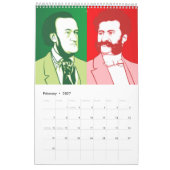 作曲家クラシカルポートレート、漫画スタイル カレンダー (2月 2027)