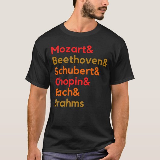 作曲家クラシカルリストMozart Beethoven モダン Tシャツ (正面)