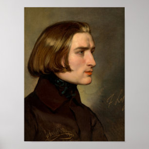 作曲家フランツ・リストのポートレート, 1838 ポスター