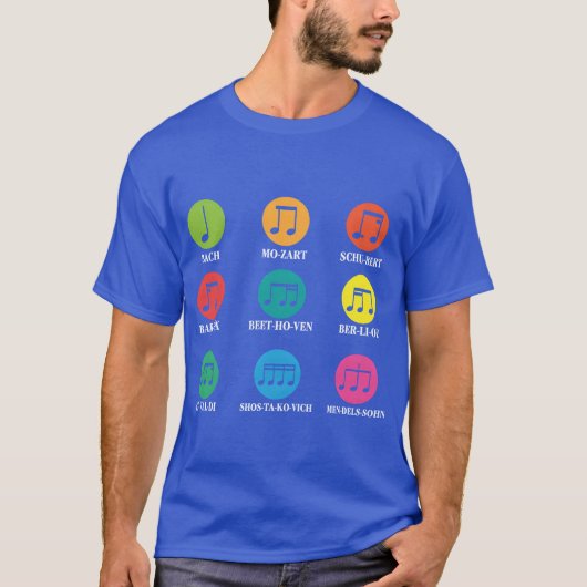 作曲家 クラシック音楽 音符 Tシャツ (正面)