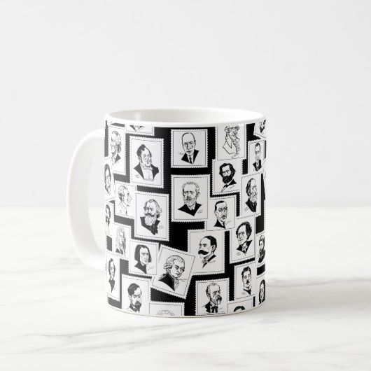 作曲者のポートレートを含むパタもっとも偉大ーン コーヒーマグカップ (正面左)