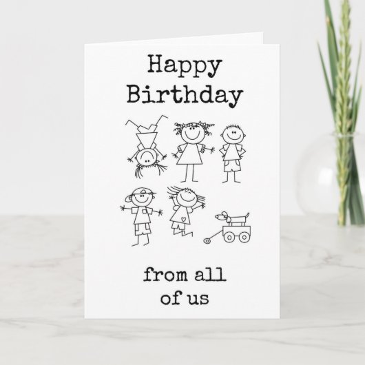 作業おもしろい誕生日カード、全社 カード (正面)
