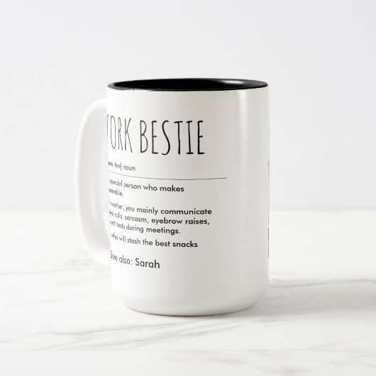 作業の定義おもしろい名前をカスタムすると写真 ツートーンマグカップ (正面左)