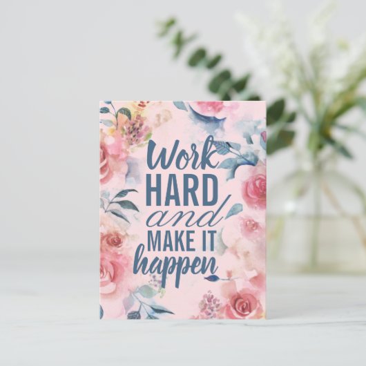 作業やる気を起こさせる懸命成功フローラはがき ポストカード (スタンド正面)