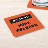 作業リリース除·売却ギフトのカスタム日 スクエアペーパーコースター (アングル)