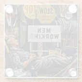 作業中の男性 ガラスコースター (裏面)