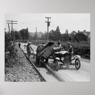 作業中の道路工事チーム 1925年 ポスター