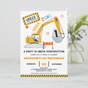 作業帯掘削機建築誕生日 招待状