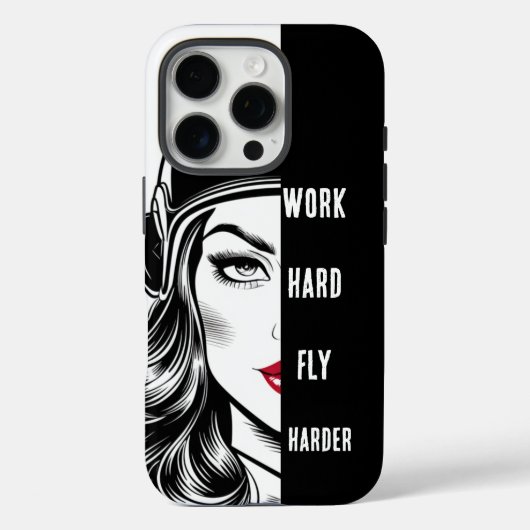 作業懸命より強く飛ぶ，パイロット女性，航空 Case-Mate iPhoneケース (裏面)