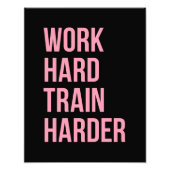 作業懸命列車フィットネスやる気を起こさせる引用文ピンクBl フォトプリント (正面)