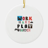 作業懸命遊その懸命おもしろい引用文労働日 セラミックオーナメント (正面)